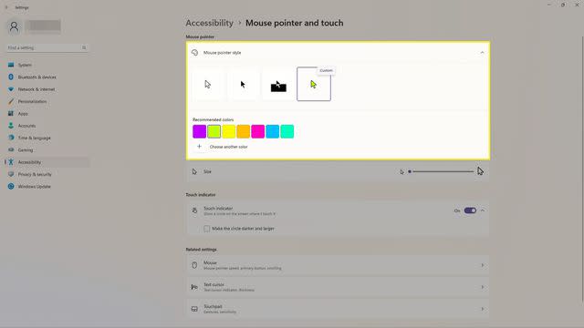 How to change the colour of the mouse pointer in Windows 10