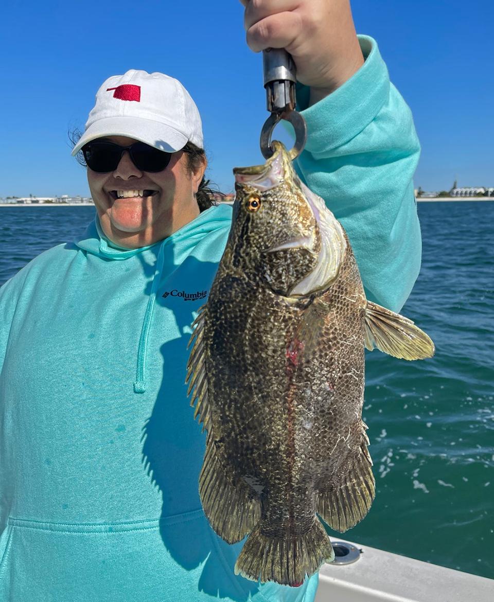 JeriKay Otto of Le Mars, Iowa, caught this 18-inch tripletail on a live shrimp while fishing off Anna Maria Island with Capt. John Gunter this week.