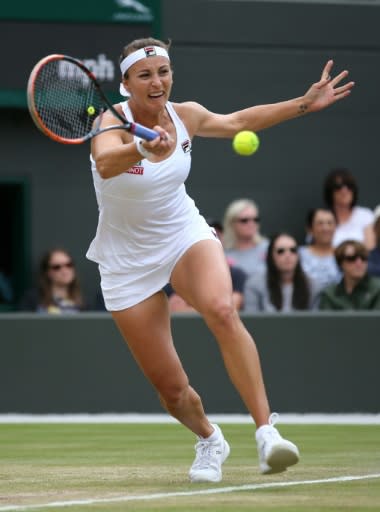 Back in action: Kazakhstan's Yaroslava Shvedova playing Venus Williams at Wimbledon in 2016