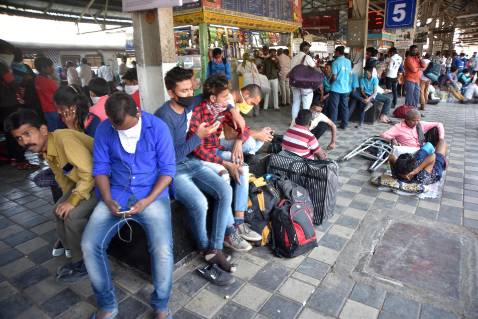 People waiting for the Long distance train to various...