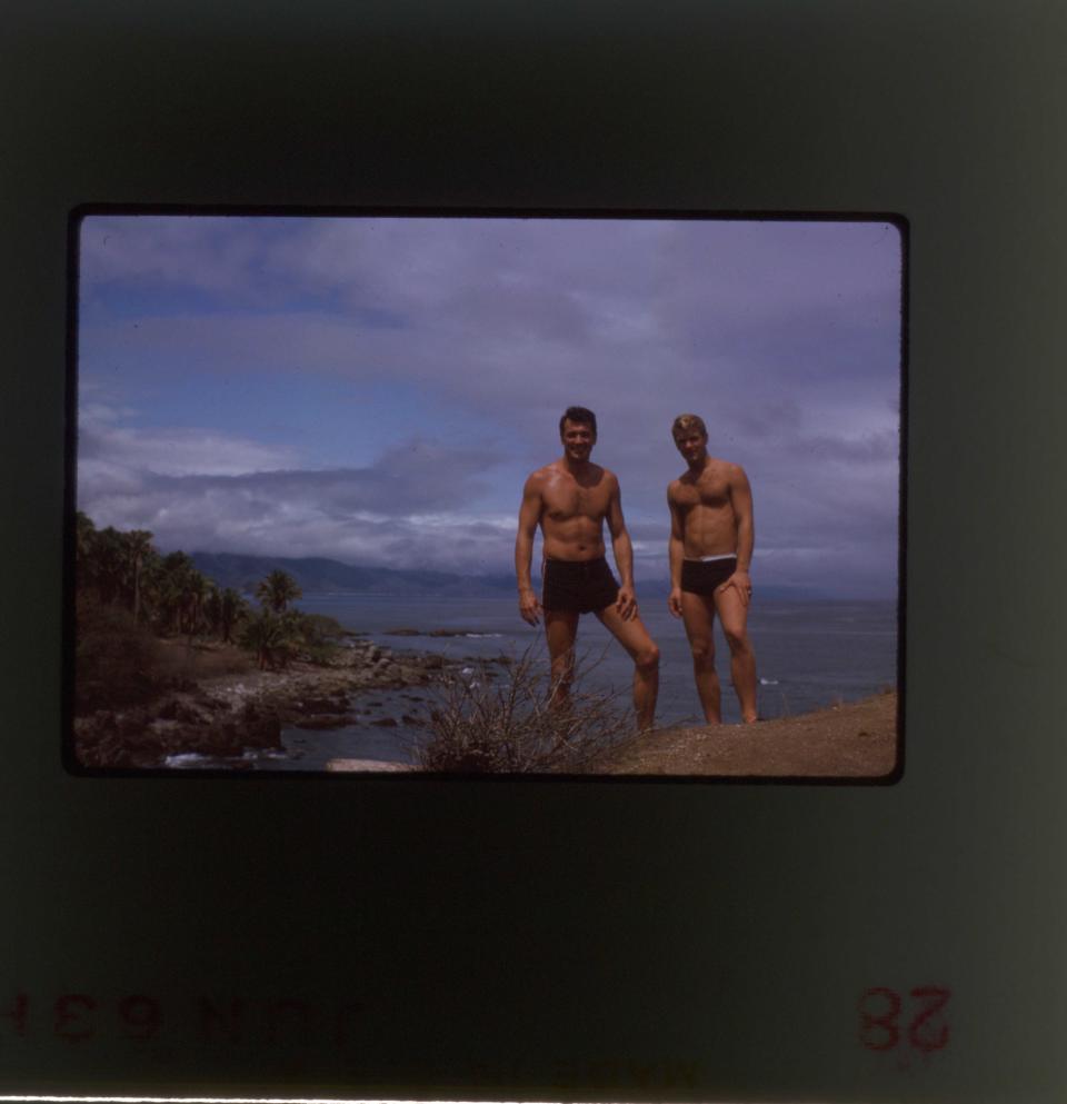 Rock Hudson & Lee Garlington pictured on vacation in Puerto Vallarta in 1963 - Rock Hudson: All That Heaven Allowed. (Universal Pictures)