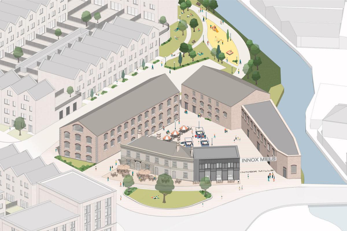 Some of the existing historic buildings that need redeveloping and renovating at the front of the former Bowyers factory site in Trowbridge. <i>(Image: Innox Mills Ltd)</i>