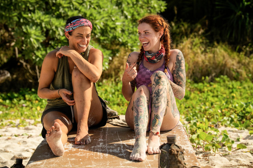 (L-R): Maria Gonzalez and Kenzie Veurink on Survivor 46 (Photo by Robert Voets/CBS via Getty Images)