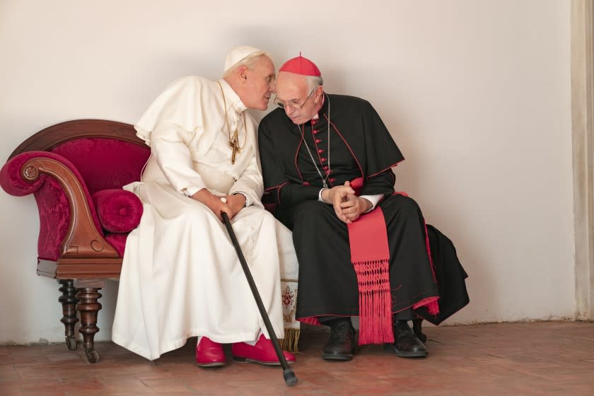 Anthony Hopkins and Jonathan Pryce in 'The Two Popes' (Netflix)