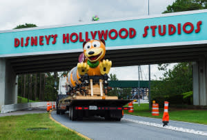 A Slinky Dog Dash vehicle en route to Toy Story Land at Disney's Hollywood Studios.