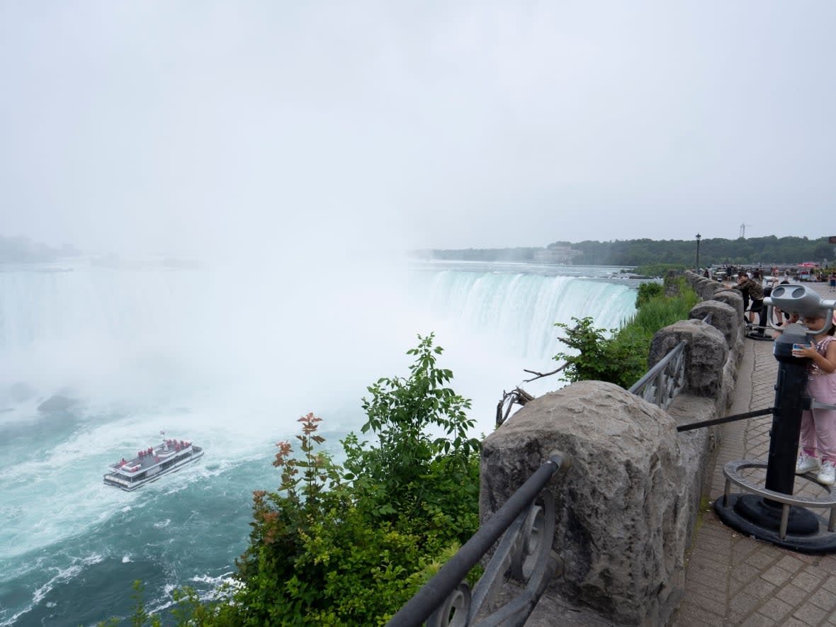 Thousands of asylum seekers have been bused to Niagara Falls, Ont., from Quebec. The federal government is paying for hotel accommodation, but local services are straining and the city wants to know what happens next. (Peter Power/The Canadian Press - image credit)