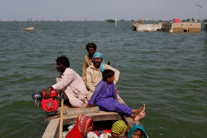 FILE PHOTO: Monsoon season in Bajara village, at the banks of Manchar lake, in Sehwan