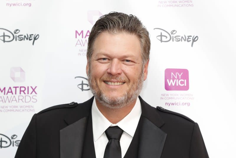 Blake Shelton is nominated at the People's Choice Country Awards. File Photo by John Angelillo/UPI