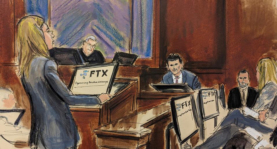 sam bankman fried danielle sassoon courtroom illustration