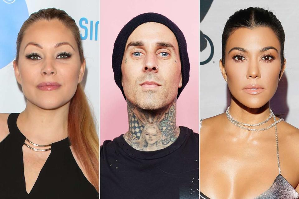 <p>Paul Archuleta/FilmMagic; Sara Jaye Weiss/Shutterstock; Jeff Schear/Getty Images</p> Shanna Moakler (L), Travis Barker (M), Kourtney Kardashian (R)