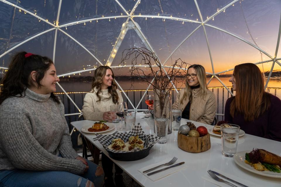 Lake Lawn Resort, at 2400 E. Geneva St. in Delavan, has igloos for dining out.