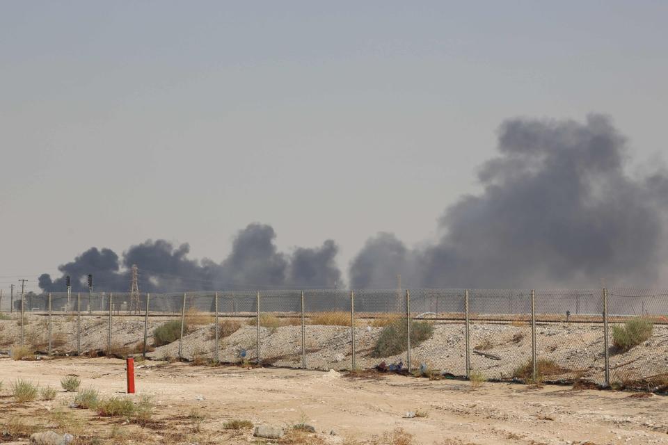 Smoke billows from the oil facility on Saturday (AFP/Getty Images)