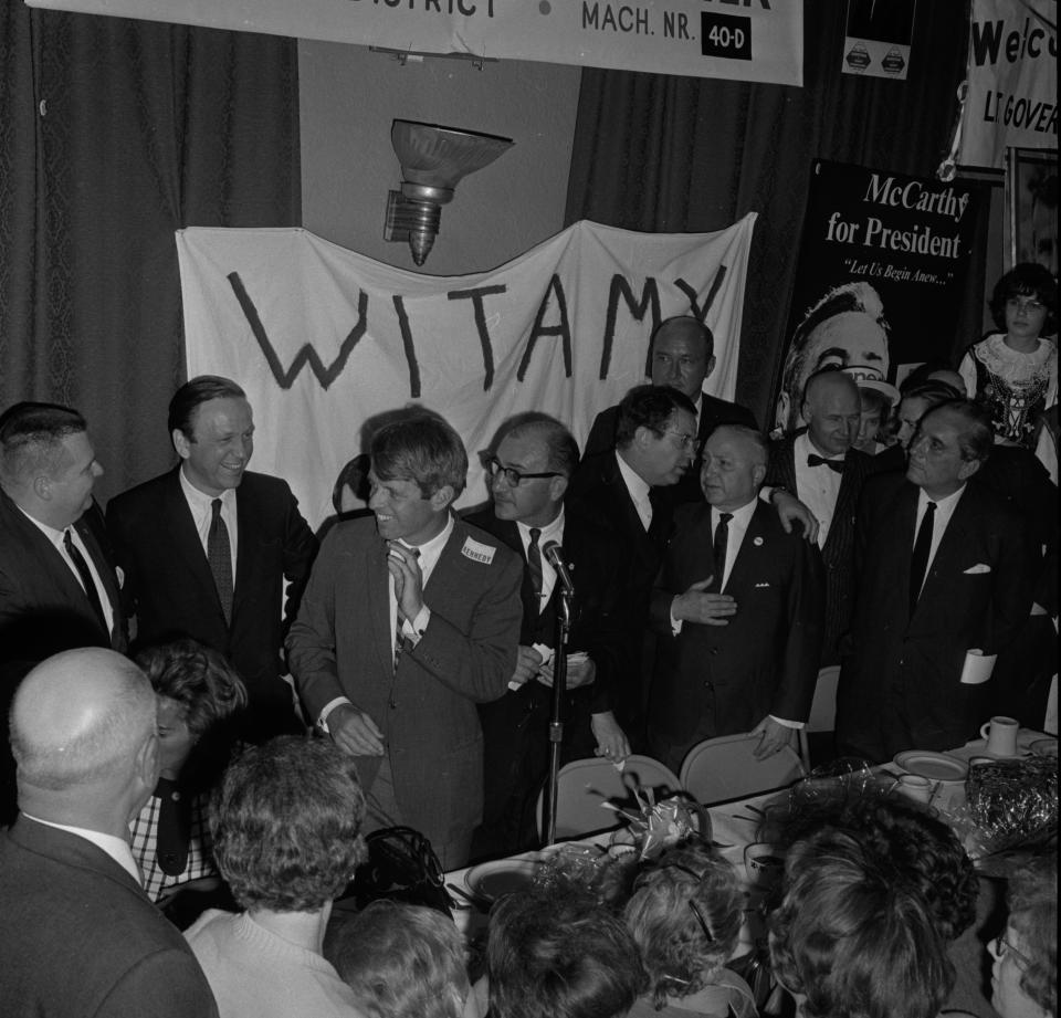 Sen. Robert F. Kennedy during a Dyngus Day visit to South Bend in April 1968.