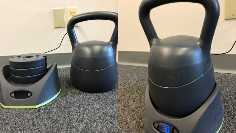 The JaxJox KettlebellConnect makes it easy to change your resistance.