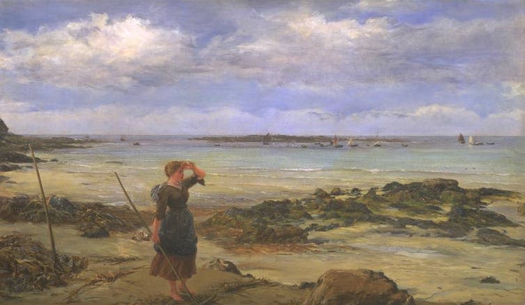 <span class="caption">The Seaweed Raker, James Clarke Hook, 1889.</span> <span class="attribution"><a class="link " href="https://commons.wikimedia.org/wiki/File:James_Clarke_Hook_-_The_Seaweed_Raker.jpg" rel="nofollow noopener" target="_blank" data-ylk="slk:Wikimedia Commons;elm:context_link;itc:0;sec:content-canvas">Wikimedia Commons</a></span>