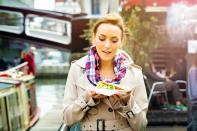 <p>No time for breakfast? Grab something on the go. But eating while on the run often leads to eating too quickly, which means your hunger and satisfaction signals can't keep up, so you're likely to then consume more. Instead, sit down and take your time to savour your food [Photo: Getty] </p>