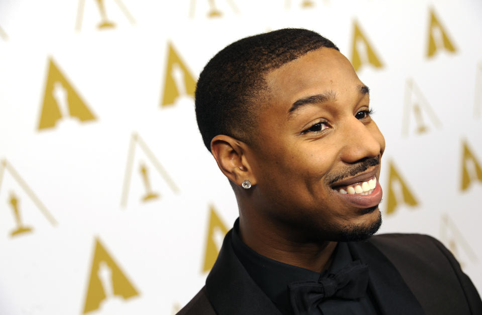 Actor and evening co-host Michael B. Jordan poses at the Academy of Motion Picture Arts and Sciences' annual Scientific and Technical Awards on Saturday, Feb. 15, 2014, in Beverly Hills, Calif. (Photo by Chris Pizzello/Invision/AP)