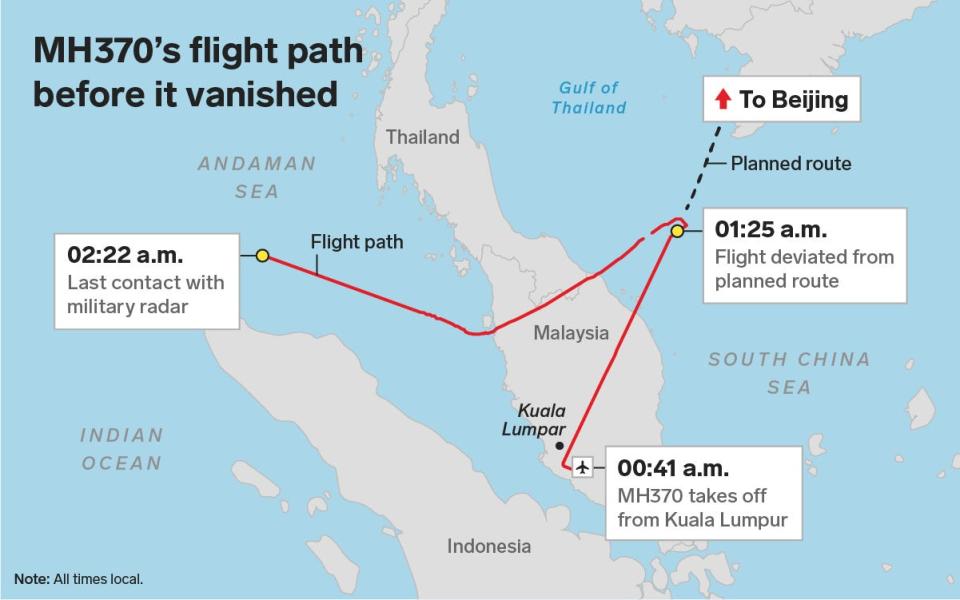 6:17:19 mh370 flight path before it vanished map