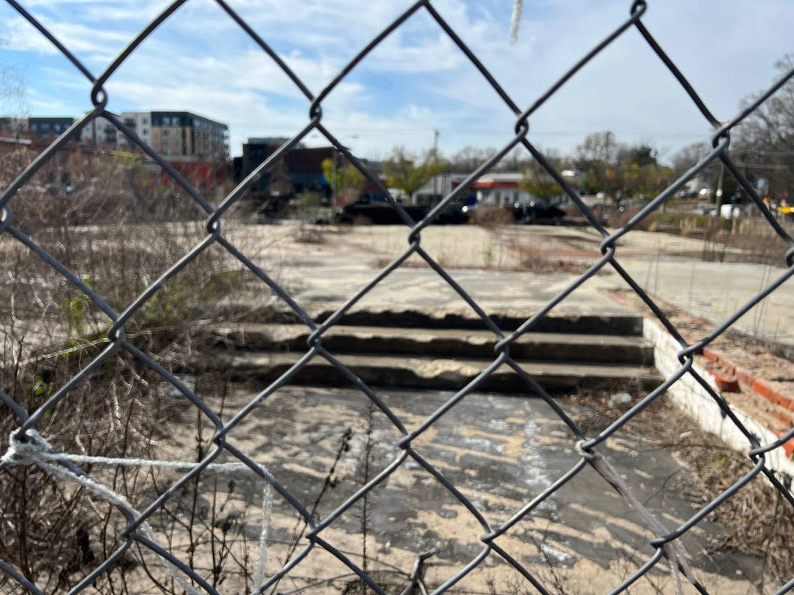 The site of the 2019 Durham gas explosion that killed two people and injured 25 others. The parcel, on North Duke Street, is now a vacant lot.