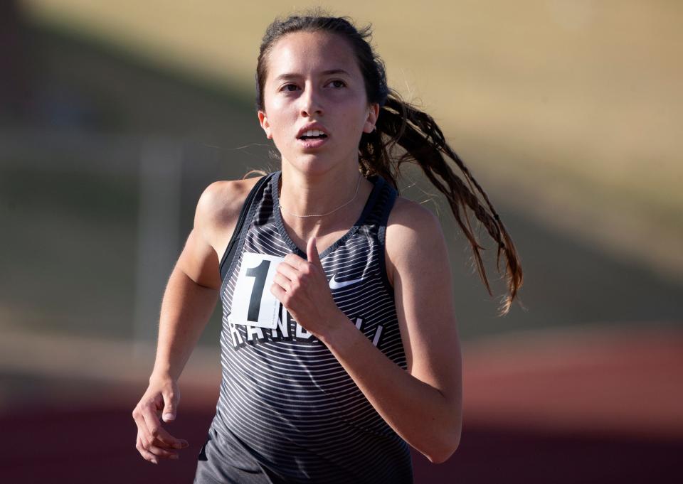 Randall's Cameron McConnell competes in the Districts 3/4-5A 1600 meter run, Thursday, April 21, 2022, at Lowrey Field at PlainsCapital Park. McConnell placed first with 5:14.44.