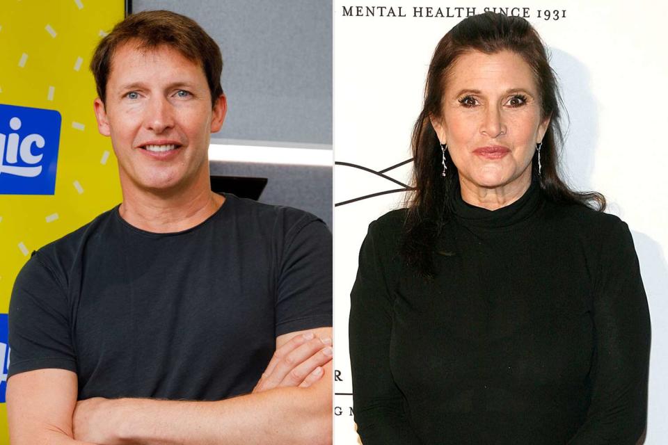 <p>Tristan Fewings/Getty,  Andy Kropa/Getty</p> James Blunt, Carrie Fisher