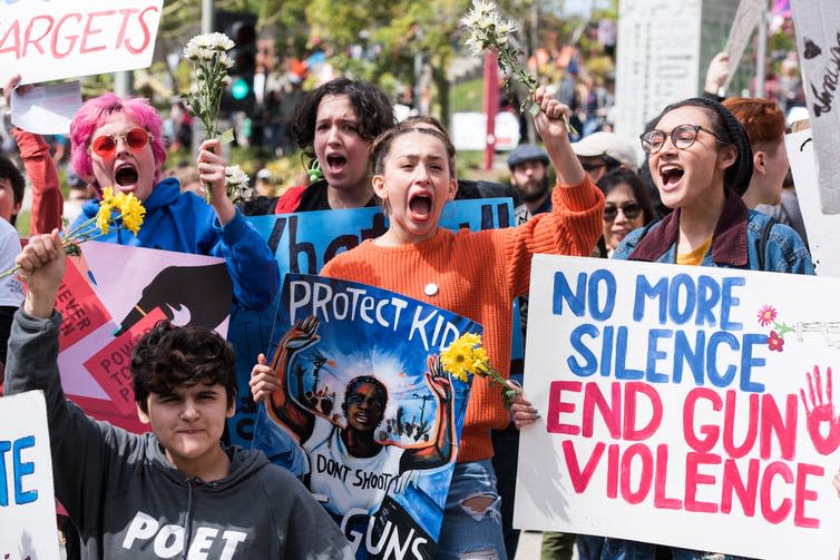 <span class="caption">March for Our Lives, Los Angeles.</span> <span class="attribution"><a class="link " href="https://www.shutterstock.com/image-photo/los-angeles-march-24-2018-our-1054205105?src=-pIRLxX84hY1r0L4A4O-lw-1-1" rel="nofollow noopener" target="_blank" data-ylk="slk:Hayk Shalunts/Shutterstock.;elm:context_link;itc:0;sec:content-canvas">Hayk Shalunts/Shutterstock.</a></span>