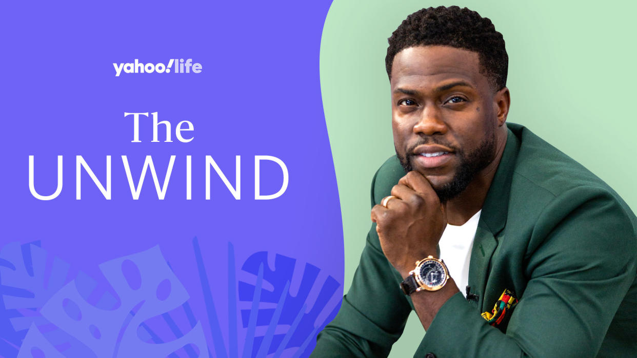 Kevin Hart dishes on using running as a release and his new mental health partnership with Headspace. (Image: Getty; design by Quinn Lemmers)