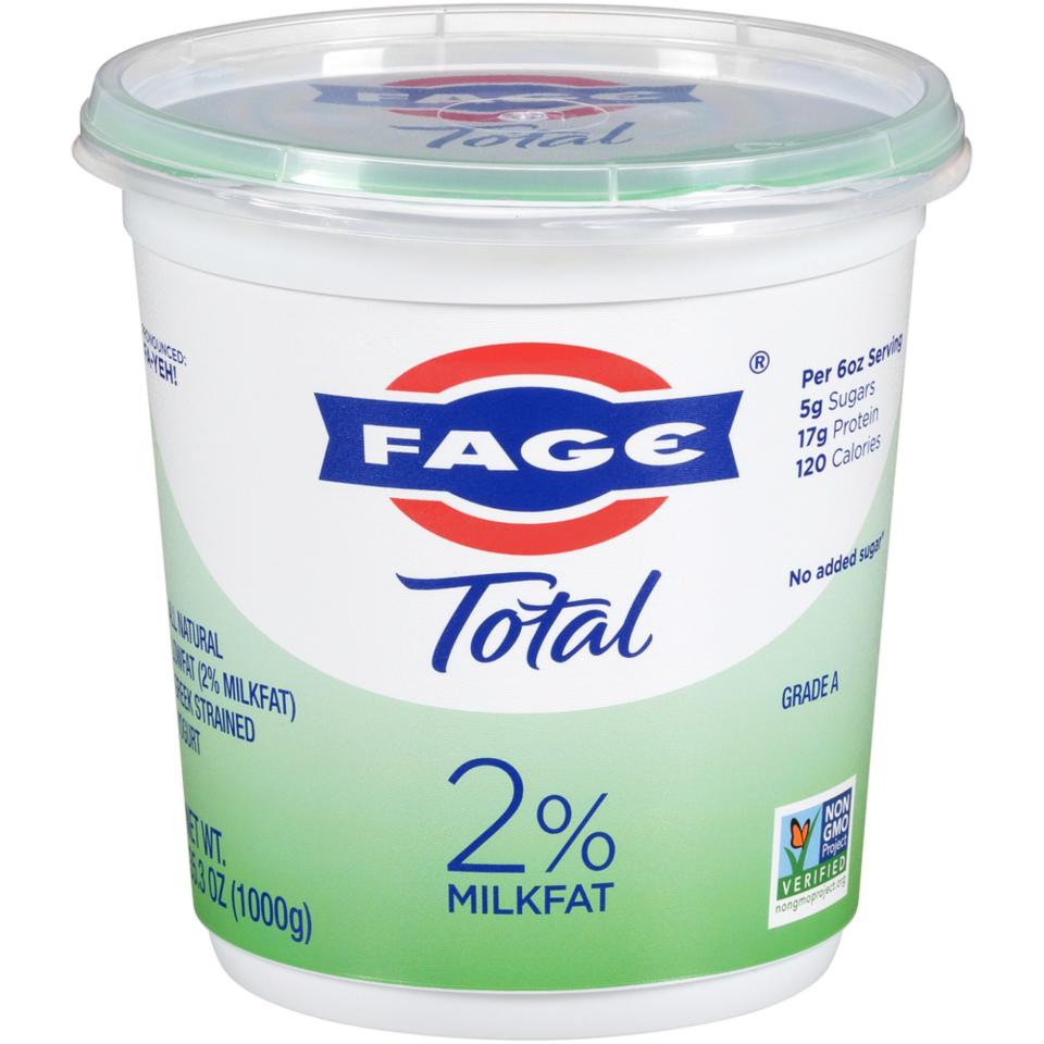 2) FAGE Total 2% Milk Fat Greek Strained Yogurt