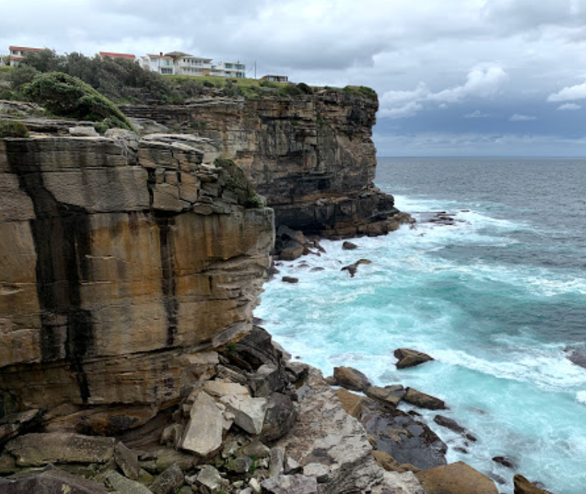 Cliff at Diamond Bay Reserve in Sydney's eastern suburb Vaucluse where British model died Sunday morning.