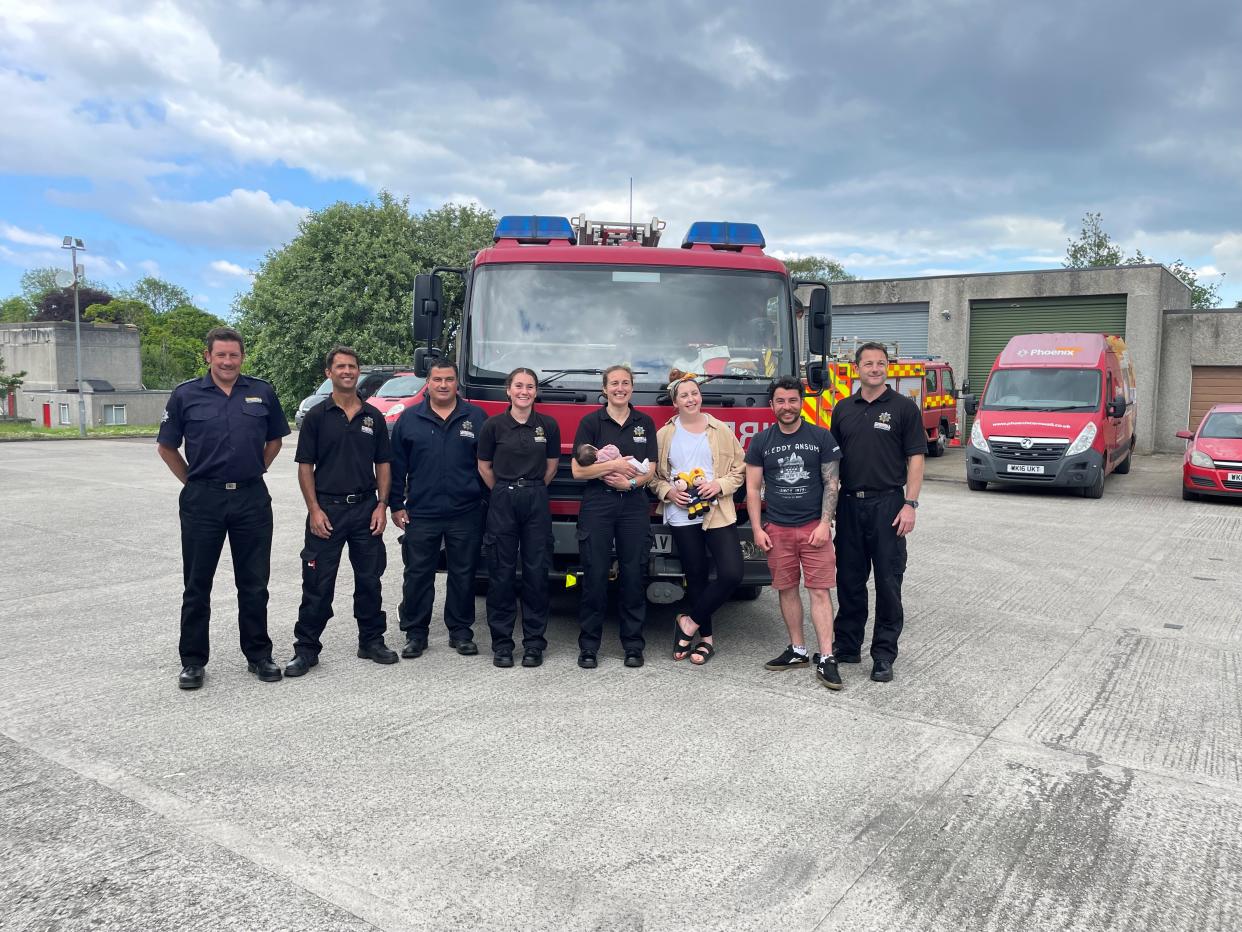 The family met with the fire crew to say thank you (Cornwall Council/PA)