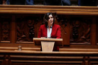 Leader of CDS-PP party Assuncao Cristas delivers a speech during the debate of a motion of censure at the parliament in Lisbon, Portugal February 20, 2019. REUTERS/Rafael Marchante