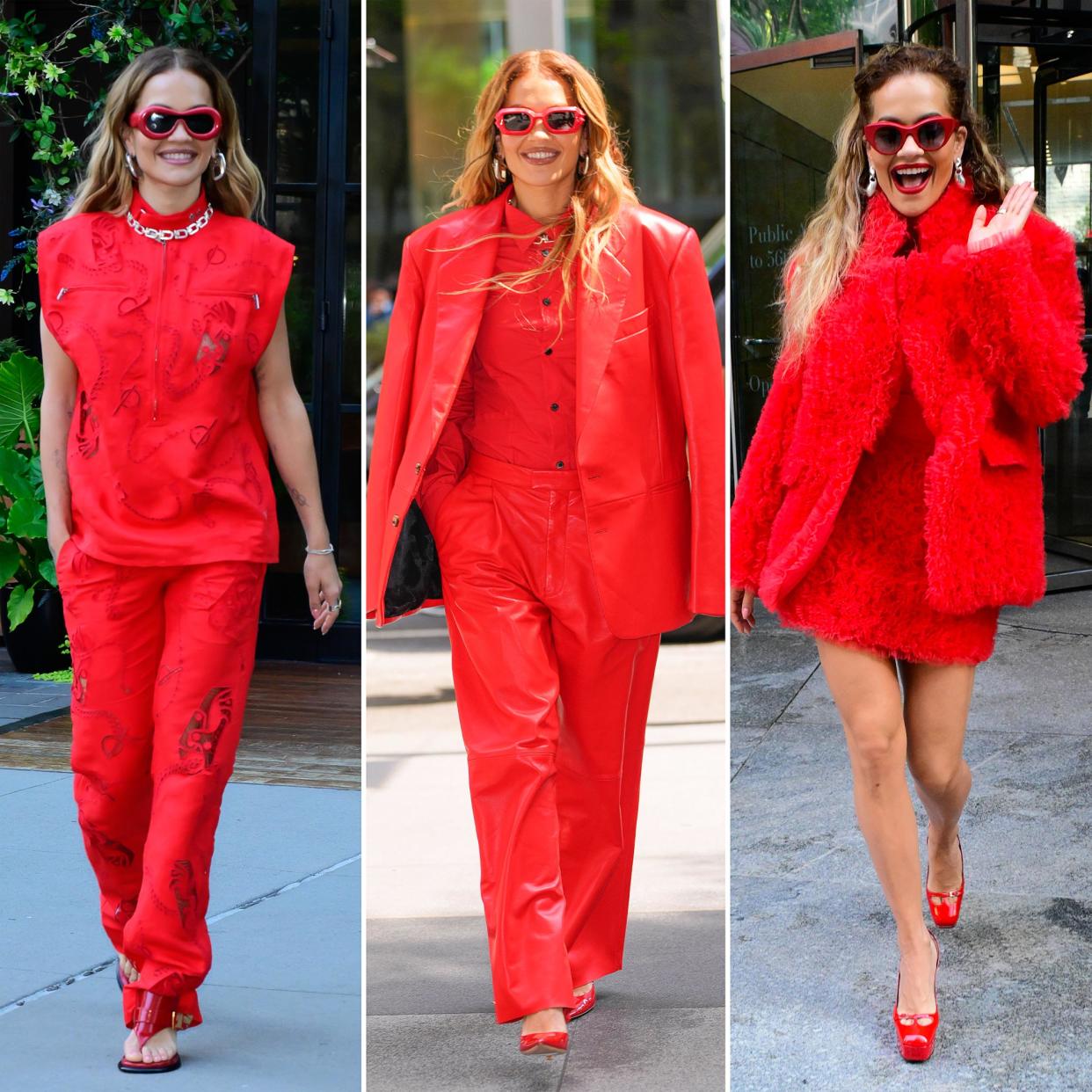 Rita Ora Steps Out in 7 Cherry Red Outfits in 24 Hours 4532