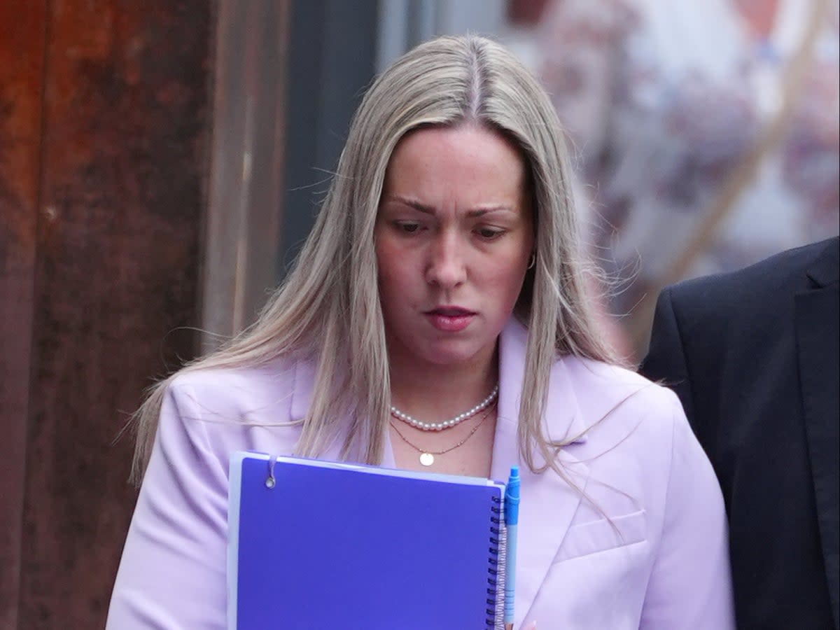 Schoolteacher Rebecca Joynes arrives at Manchester Crown Court on Monday (Peter Byrne/PA)