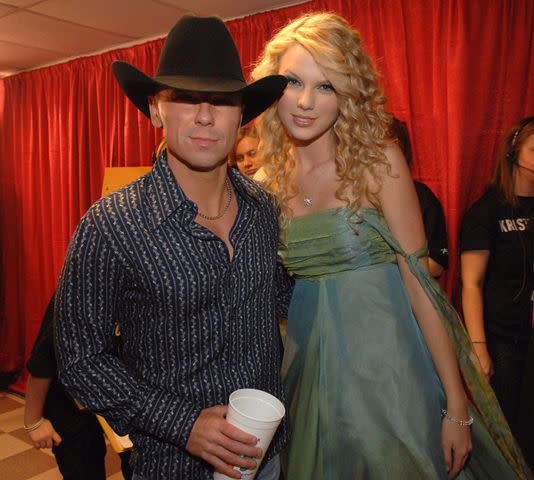 <p>Rick Diamond/WireImage</p> Kenny Chesney and Taylor Swift in Nashville in April 2007