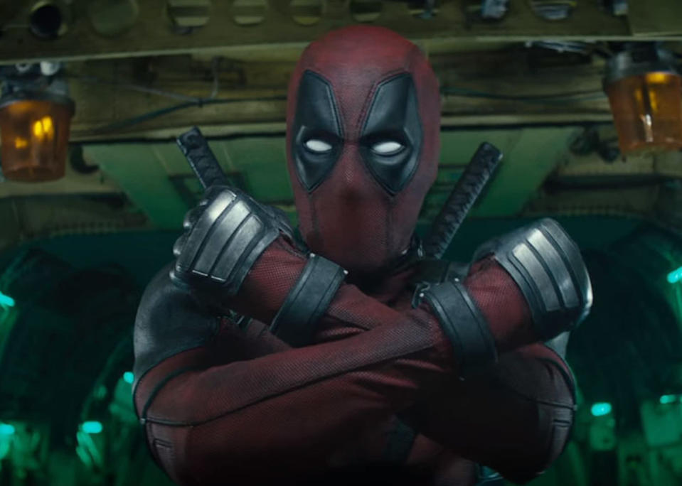 Deadpool strikes a familiar pose… now is that Wonder Woman, Black Panther, and/or Wolverine that he’s mocking? (Photo: 20th Century Fox)