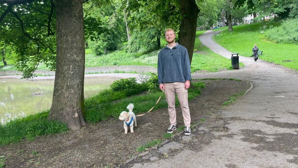 TechRadar fitness writer Harry Bullmore on a walk with his dog