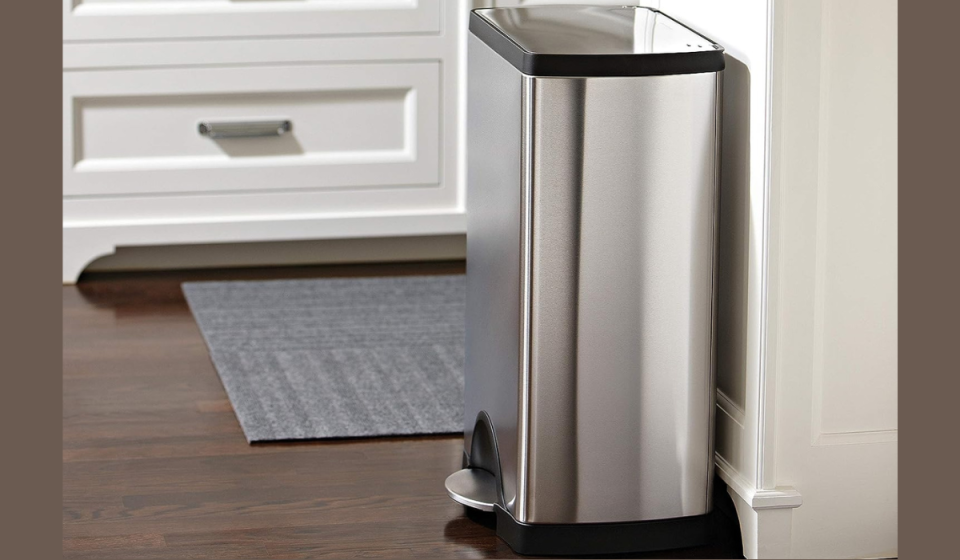 the simplehuman stainless steel trash can
