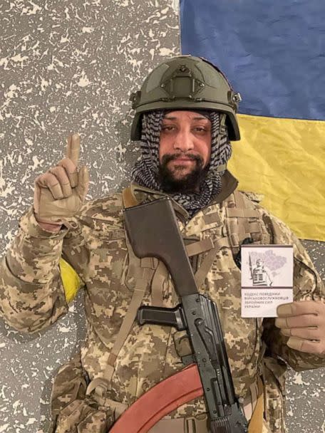 PHOTO: Jalal Noory, an Afghan refugee in Ukraine who serves in the Ukrainian armed forces, seen here on Oath Day on March 11, 2022. (Jalal Noory)