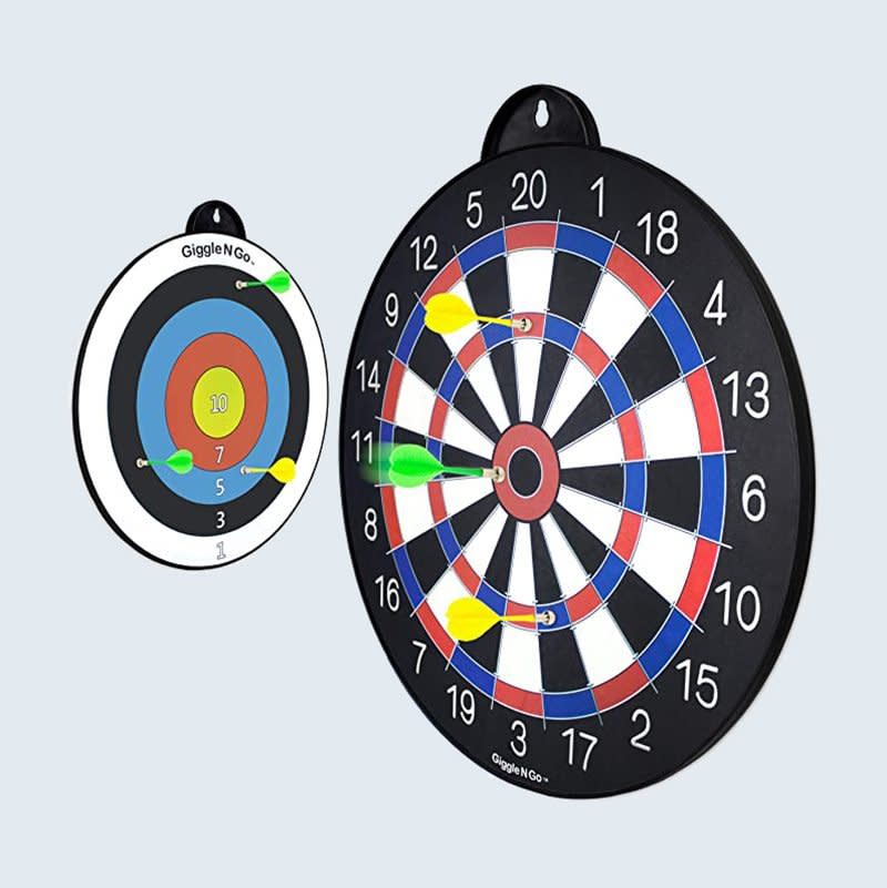 Red, white, and blue magnetic dart game
