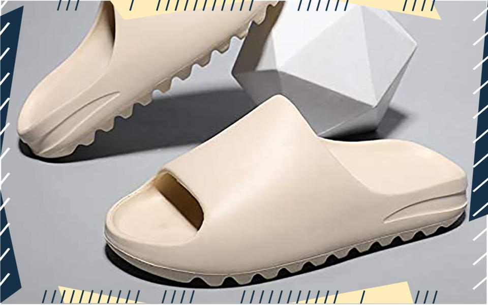 yeezy slides with geometric object