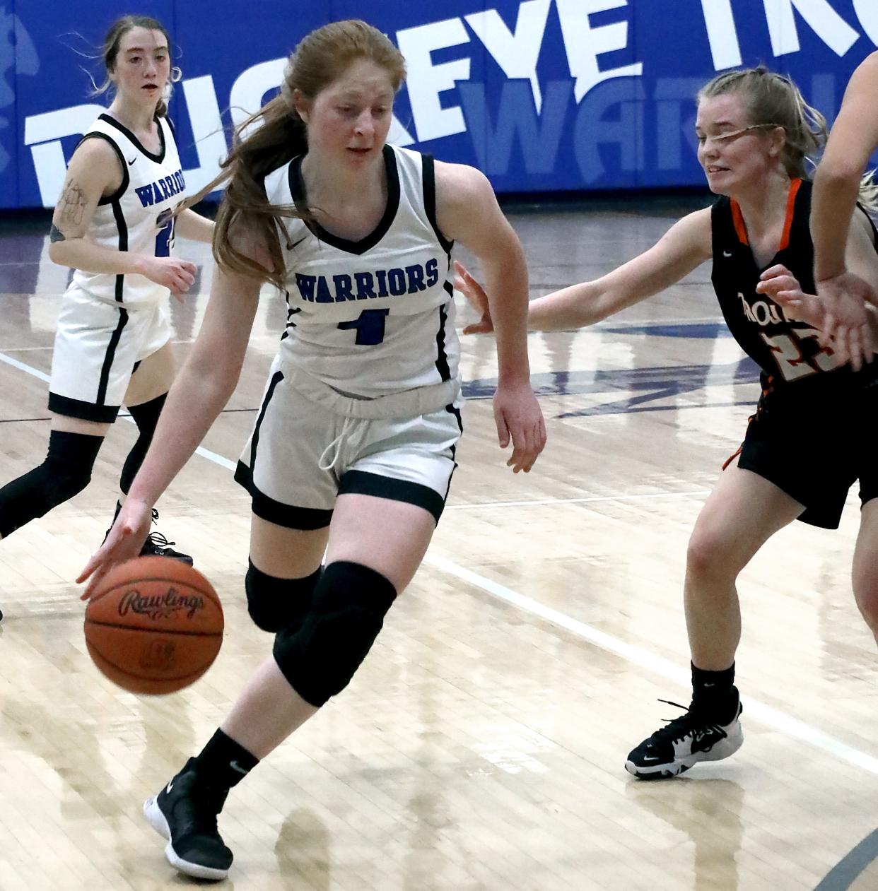 Buckeye Trail's Cheyann Smith drives to the basket during Saturday's IVC match-up with Newcomerstown in Old Washington.