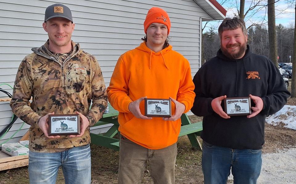 Maribel Sportsman’s Club Super Hunt winners from the first-place team included Michael Meeuwsen (from left), Lucas Klarkowski and Chris Skog. All winners received cash prizes.