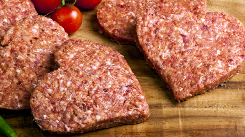 Heart shaped burger patties 