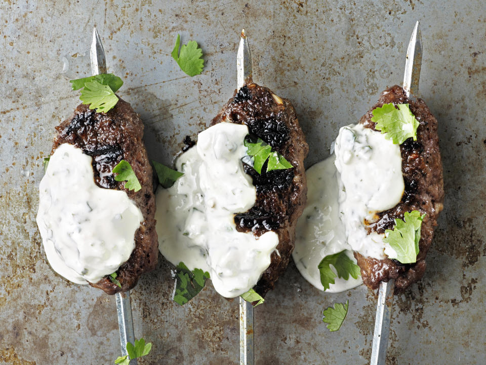 Greek lamb skewers with tzatziki