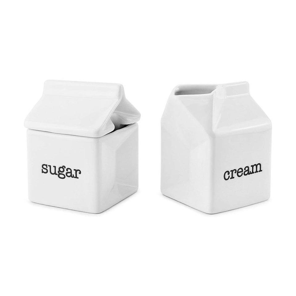 6) Darware Ceramic Milk Carton Sugar & Creamer Set