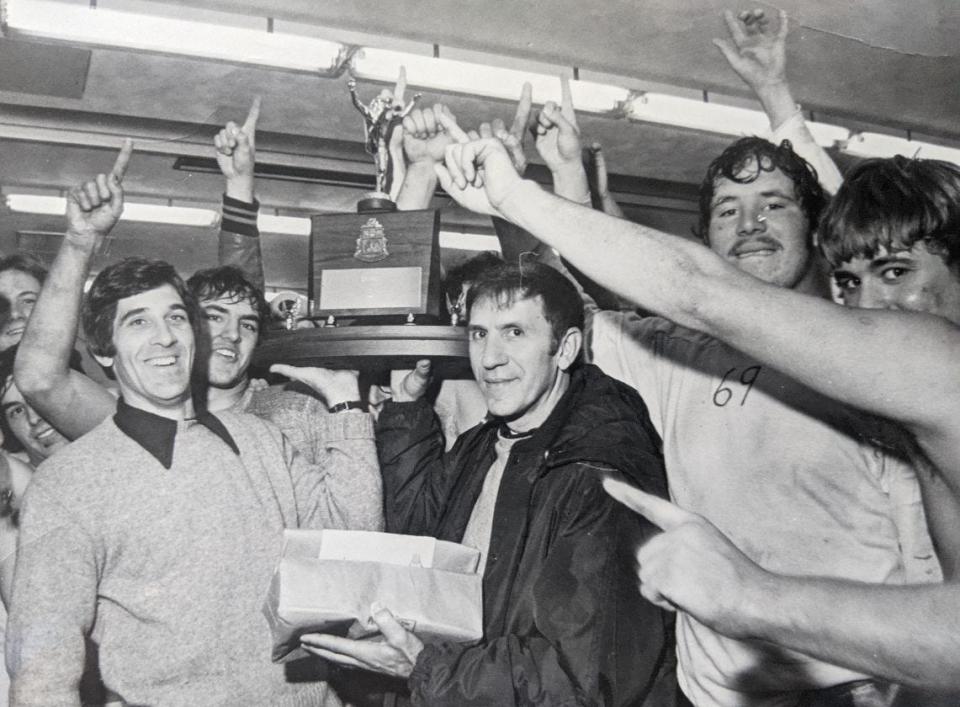 Pat Tarquinio and the Beaver Bobcats celebrating the 1981 WPIAL 3A championship.