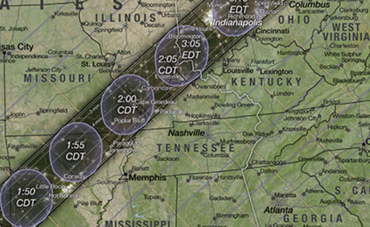Tennessee will miss out on the path of totality for the April 2024 solar eclipse, but the sun will be almost 90% obscured in Knoxville during the event, according to NASA.