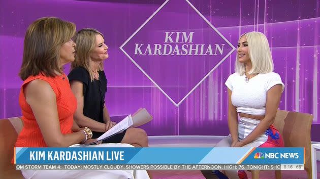Kardashian pictured speaking with Savannah Guthrie and Hoda Kotb on the 