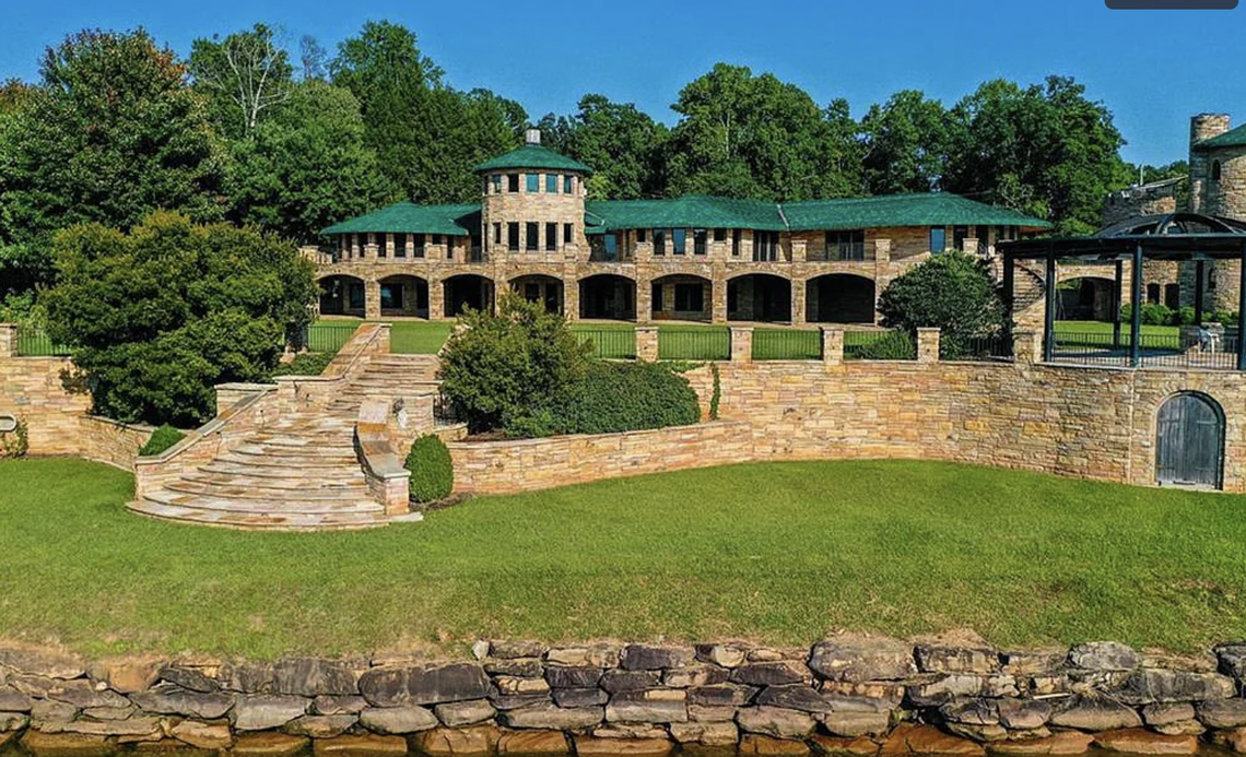 Extensive rock work is featured at the Castle on Lake Keowee.