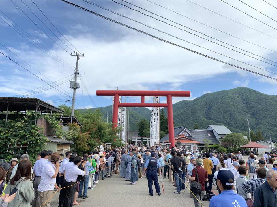 「會津田島祇園祭」的重頭戲「七行器行列」。